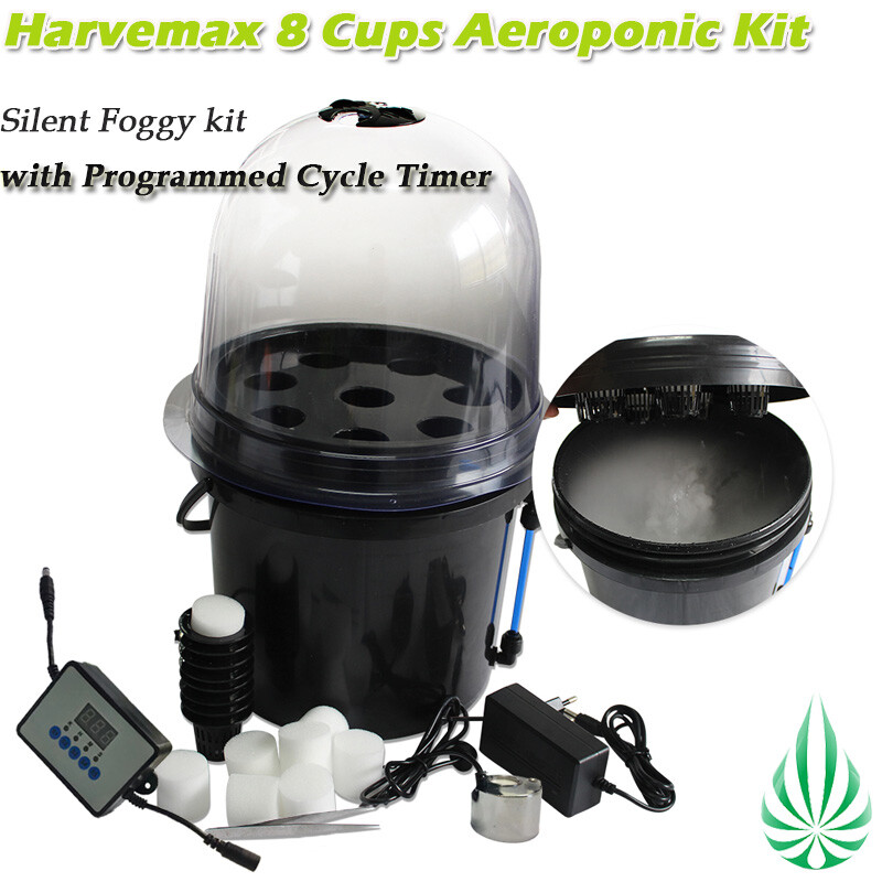 Hydroponics 8 Cups Aeroponic Cloning Kit T5 24W Grow Light Heat Mat