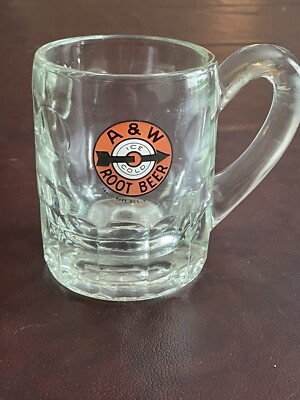 Vintage A&W Root Beer Glass Mug Logo Handle 10oz