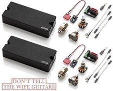 EMG 707 + 707 BLACK 7 STRING SOAPBAR ACTIVE PICKUP SET SHORT SHAFT POTS & WIRES