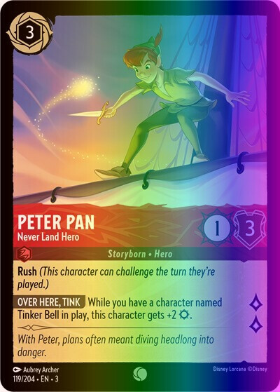 Lorcana Peter Pan - Never Land Hero (119/228) Into the Inklands NM FOIL