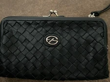 FRANCESCO BIASIA Wallet Credit Card holder clutch Kiss Lock Bi- fold Leather