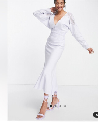 asos lilac lace dress ASOS EDITION embroidered lace and sequin panelled cami column midi dress in  lilac