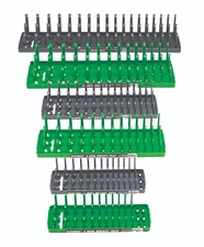 Hansen 3 Row Socket Organizers|Tool Tray Holders|1/4" 3/8" 1/2"|Green&Grey|USA