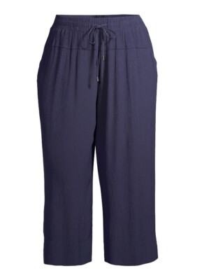 High Rise Cropped Pants 3X 24W 26W Blue 