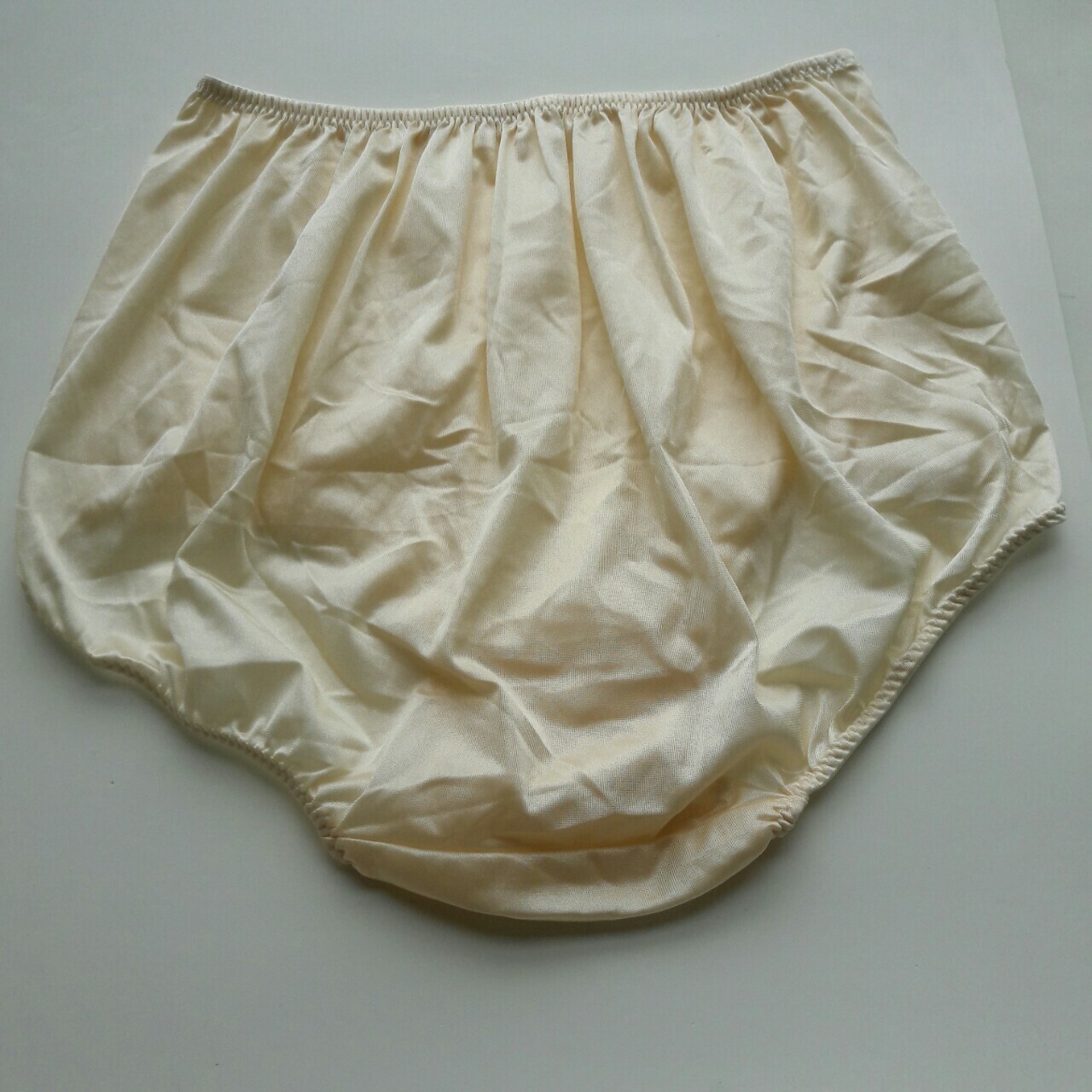 6x Women Knicker Size XXL Vintage Style Granny Cream Silk Nylon