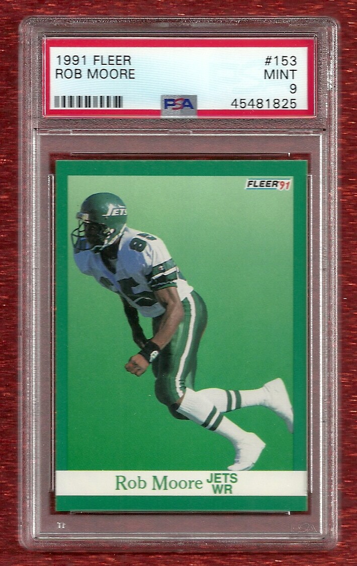 1991 FLEER #153 ROB MOORE PSA 9 MINT POP 1 NONE HIGHER NEW YORK JETS