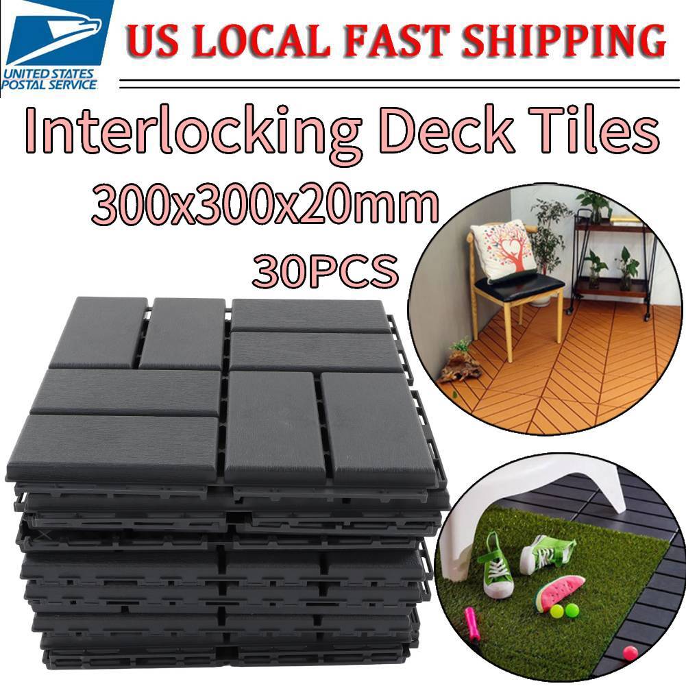 30pc Interlocking Plastic Garden Tiles Nonslip Path Floor Lawn Paving