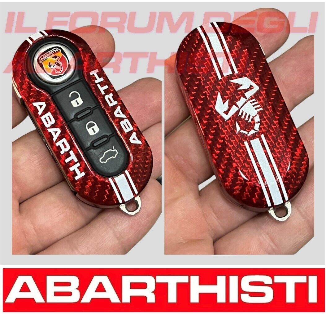 Abarth 595 500 Cover Key Carbon Fiber 100% - Red