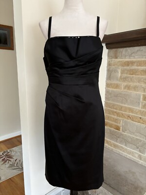 Anne Klein New York black satin jewel embellished lined cocktail dress sz  10 | eBay