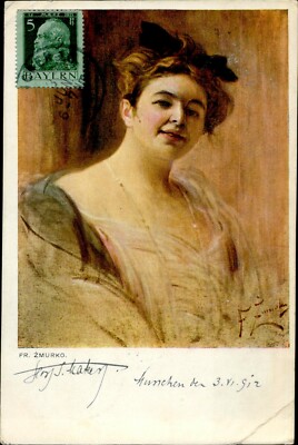 IMV02269 TCV germany bayern artist signed fr zmurko woman glamour fashion 1912