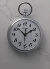 Seiko Pocket Watch Silver Tone Vintage Quartz Railway Style Arabic Numerals