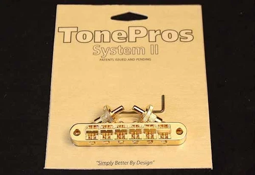 T3BP-G TonePros Standard Tune-O-Matic Bridge, Notched Saddles, Gold