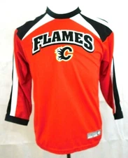 NHL Mighty Mac Sports Calgary Flames Red Black Long Sleeve Jersey Size M 10-12