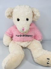 FAO Schwarz White Bear Plush In Fuzzy Pink Monogramed Sweater 21  Stuffed Animal