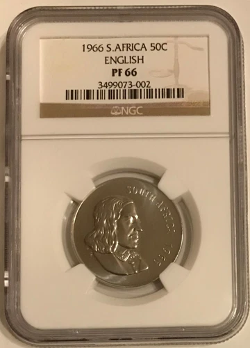 South Africa NGC 1966 50c Fifty Cent High Grade Proof