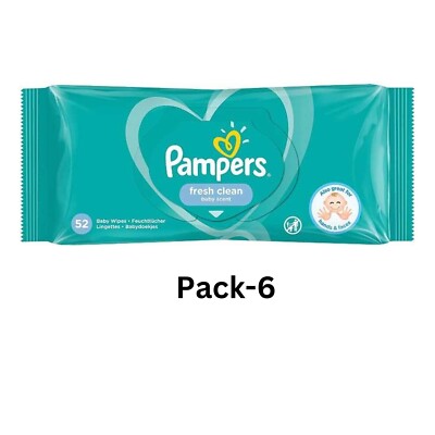 Pampers Fresh Clean Baby Wipes 52 Wipes Pack-6 UK