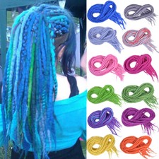 22" Double Ended Wool Dreadlocks Crochet Braids Hair Soft Wool Dreads Extensions