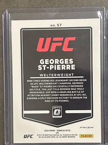 2022 Donruss Optic UFC Georges St. Pierre #57 Blue Laser Prizm Parallel! - Picture 2 of 2