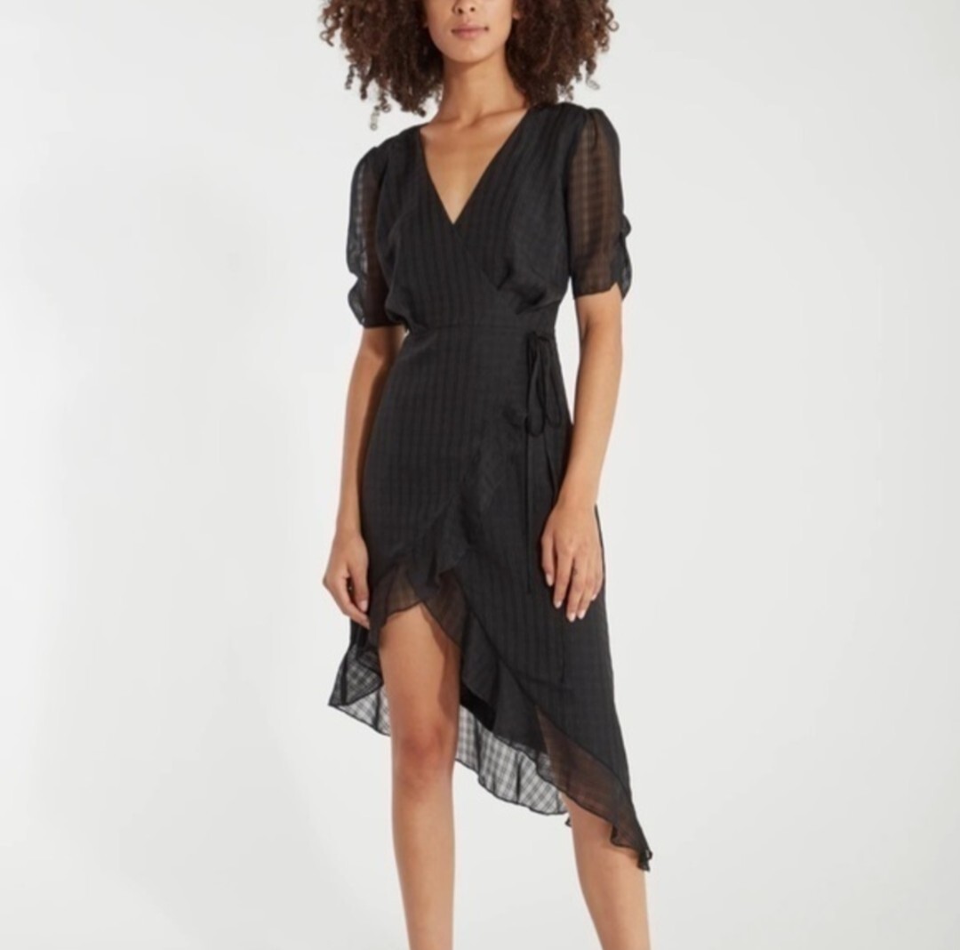 black chiffon asymmetrical dress Women's Elyra Asymmetric Spaghetti Strap Chiffon High-low Dress Customize Black MEAN BLVD main image 0