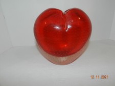 Vintage Hand Blown Red Glass HEART Shaped Vase 7.5" tall