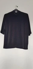 BNWOT Bonmarche Evening/Occasion Polo Neck Top in Black/Silver Metallic Size 16