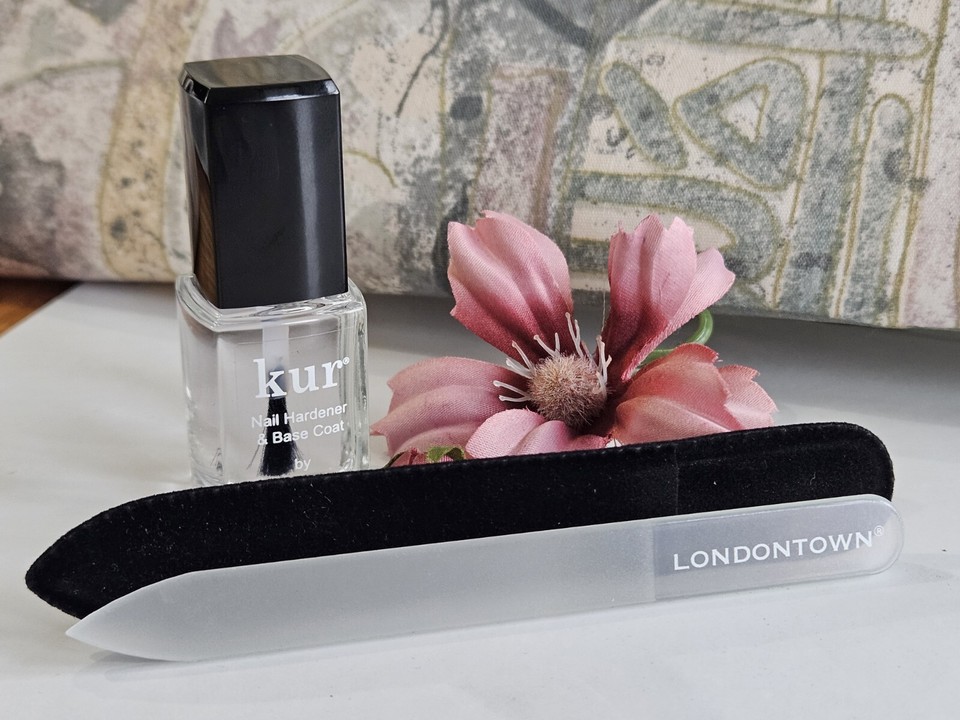 LONDONTOWN kur Nail Hardener & Base Coat 0.4 fl oz+ Glass Nail File