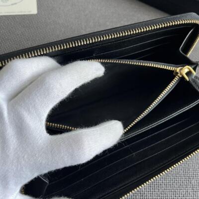 PRADA Prada Saffiano Nylon Leather Long Wallet Black used