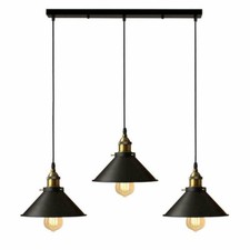Image of Industrial 3 Way Modern Pendant Ceiling Light E27 Metal Retro Hanging Lamp Shade