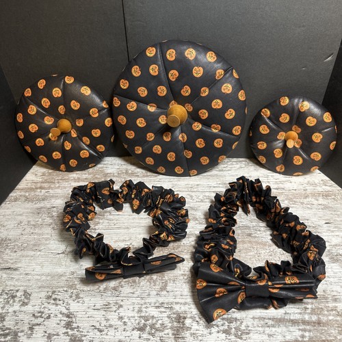 Lot Longaberger Halloween Pumpkin Jack O'Lantern Boo 2 Basket Garters And 3 Lids