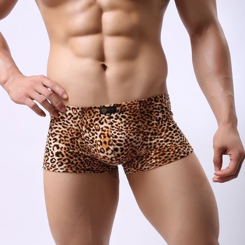 Men's Sexy Leopard Print Panties Ice Silk Boxer Briefs Underwear Breathable - Picture 7 of 14