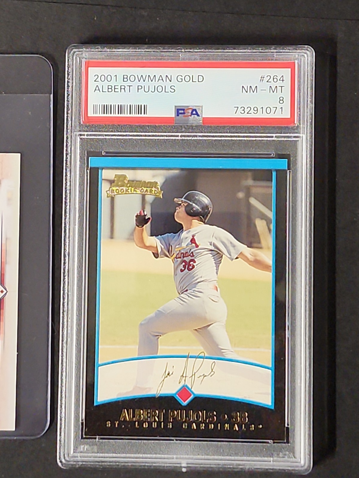 2001 Bowman - Albert Pujols #264 Gold (RC) PSA8 view 9