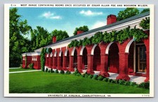 Linen Postcard University of Virginia West Range Edgar Allan Poe Room