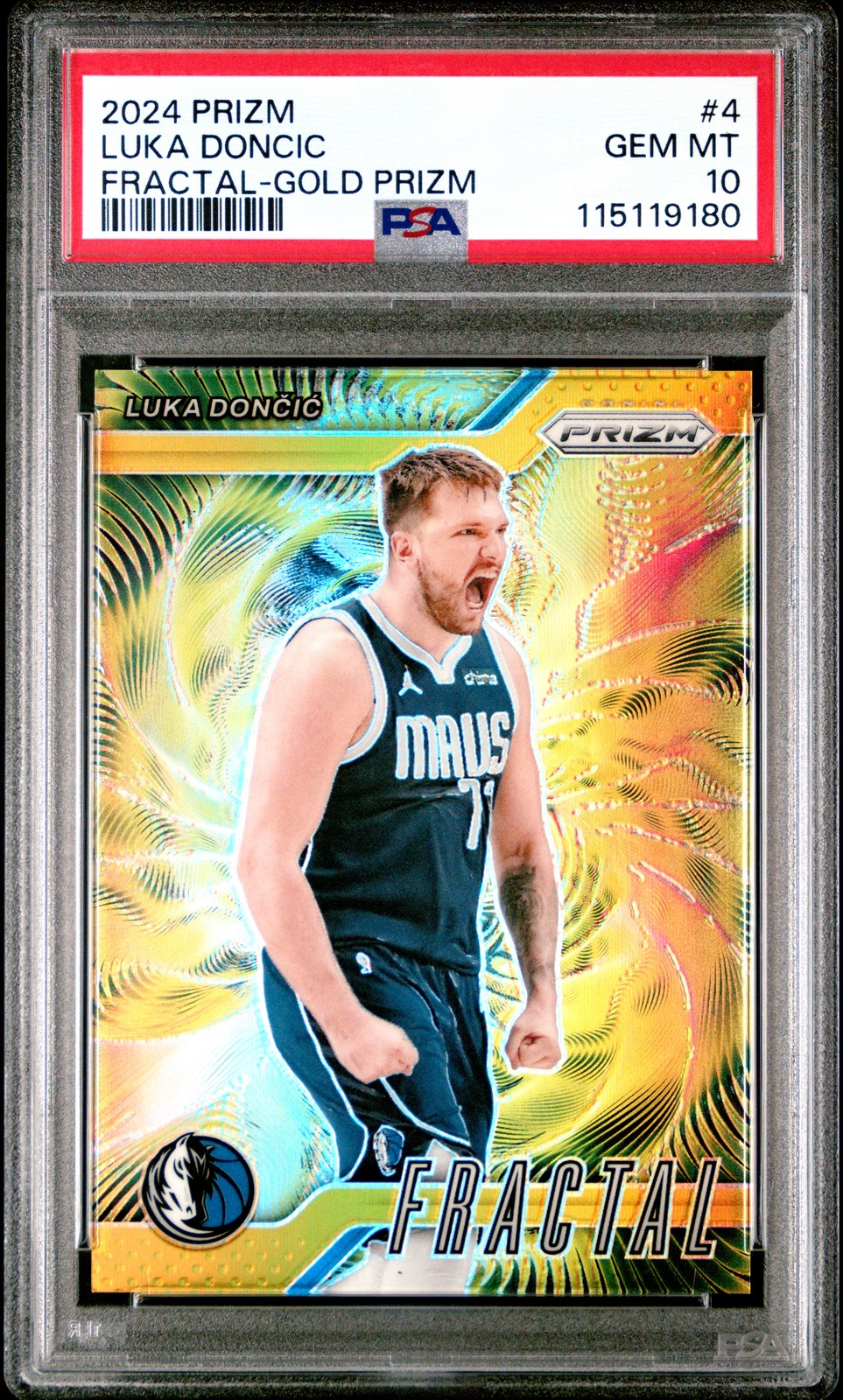 2024 Panini Prizm Fractal #4 Luka Doncic Gold Prizms /10 PSA 10 Gem Mint