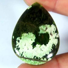 35.85Cts.100 Natural Super Chrome Chalcedony Pear Cabochon 27x37x5mm Gemstone