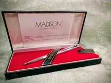 Caran d’Ache Madison ballpoint pen, ref. 870, silver-plated , guilloché pattern.