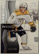 Luke Evangelista Rookie 2023-24 Upper Deck Premier Rookies #112 /399 (RC) Preds