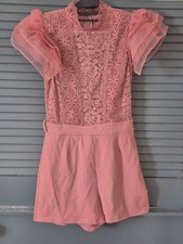 Fashionable Nova Women's Short Sleeve Lace jumper Pink NWT Size M No Belt