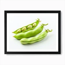 Pea Pods Isolated On White Backgrou Framed Wall Art Poster Canvas Print Picture