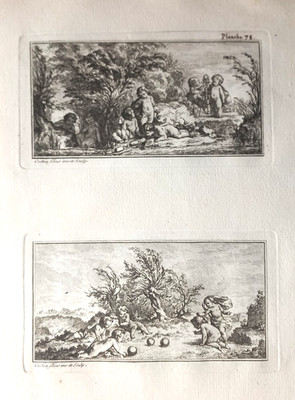 CUPIDS/PUTTI - PAAR Radierungen aus dem 18. Jahrhundert von COCHIN DEM JÜNGEREN
