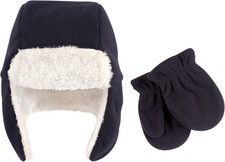 Unisex-Baby Fleece Trapper Hat and Mitten Set