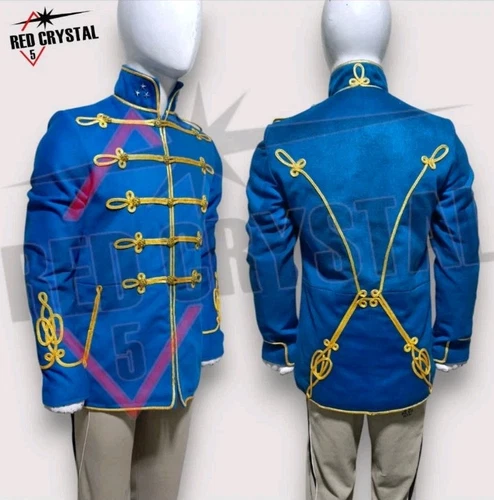 BURBERRY Giacca Capitano Cavalleria Ussaro Uomo Nuova Cappotto Militare Blu Austro Ungarico