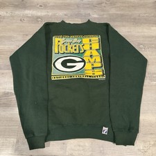 Vintage Green Bay Packers Crewneck Logo 7 NFL 90s Champs Graphic Large