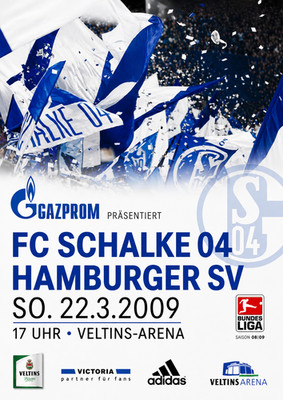 FC Schalke 04 Poster Hamburger SV Bundesliga 03/2009 Veltins Arena RAR 2/11