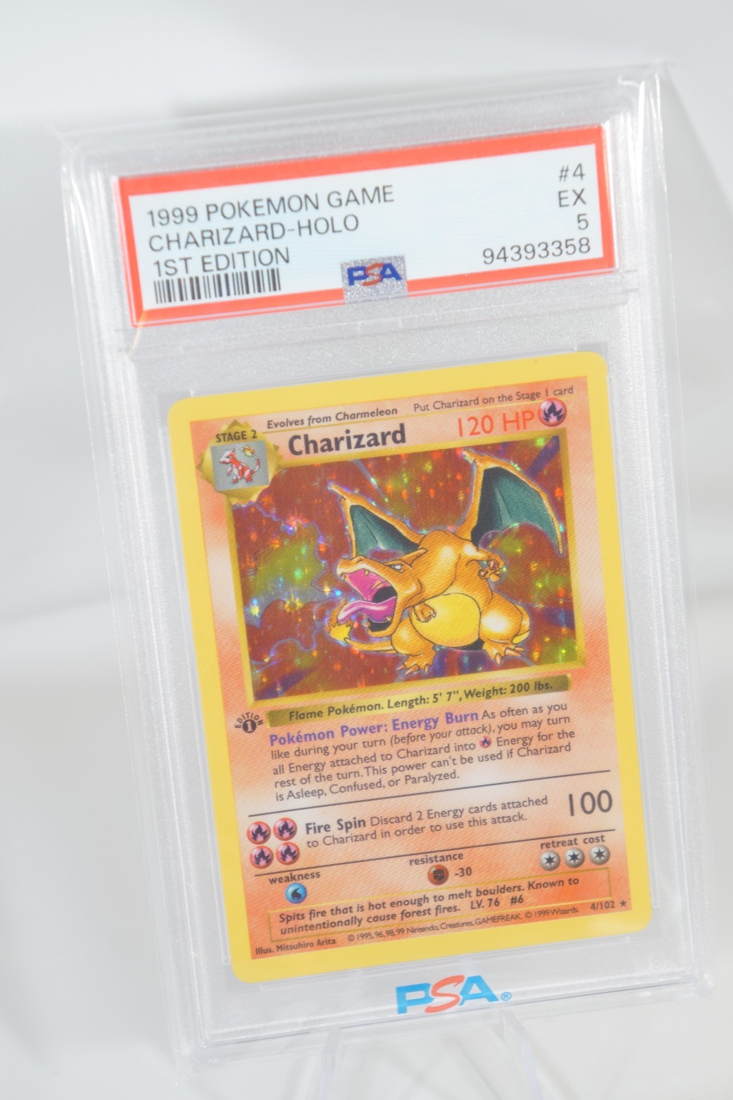 1999 POKEMON BASE SET 1ST EDITION #4 CHARIZARD-HOLO PSA 5