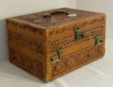 Vintage Artmex Tooled Genuine Leather Traveling Case