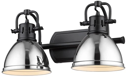 Duncan 16 1/2" Wide Matte Black and Chrome 2-Light Bath Light - Picture 2 of 5