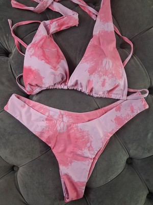 Women's Bikini Large Padded Halter Cheeky Pink