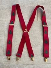 Vtg West Germany Suspenders Adjustable Metal Clip Connectors, Christmas Tree