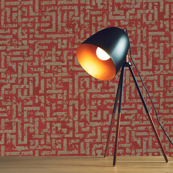 Tadessi Vliestapete Grafik Meo M1-No.1821 Rot Gold Geometrisch Modern-image