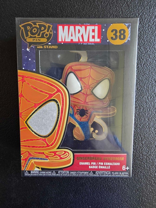 Funko Pop! Pin Marvel Gingerbread Spider-Man #38 Enamel Pin With Stand